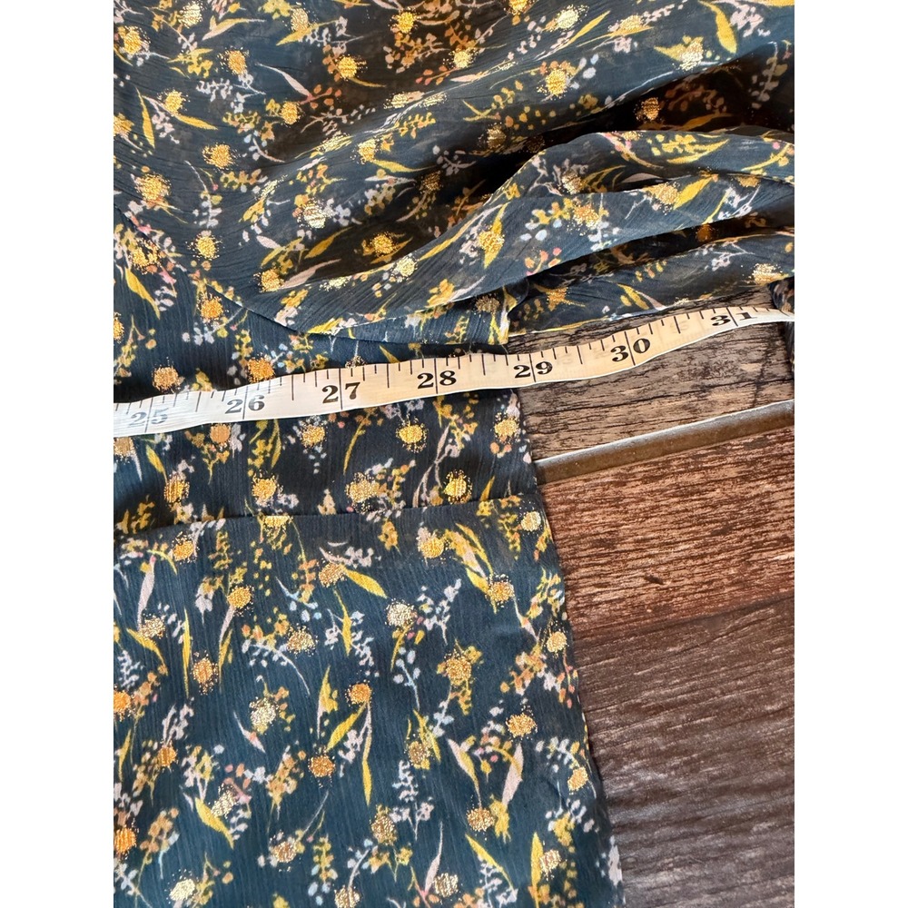 LC Lauren Conrad Floral Gold Foil Ruffle Neck Puff Sleeve Blouse 3X Plus - Picture 6 of 11